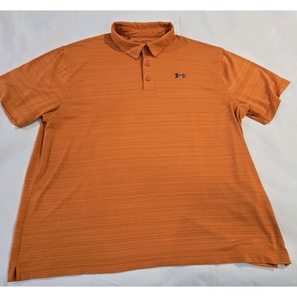 Under Armour Other - Under Armour‎ Men's Polo Style Golf Activewear Short Sleeve Orange Stripes 2XL